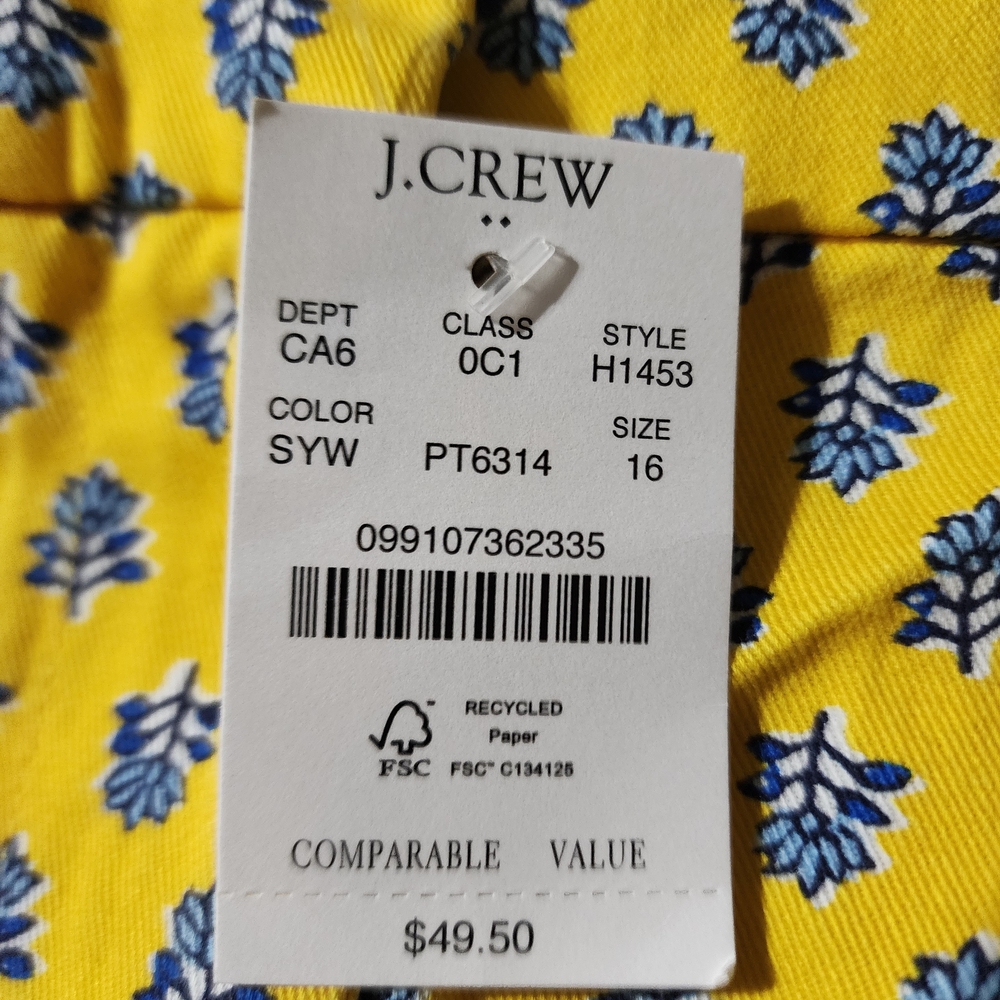 J.Crew Yellow Floral Shorts - Size 16